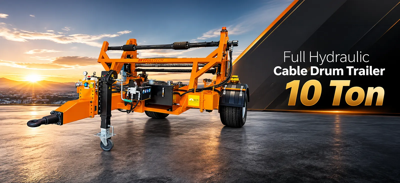 Full Hydraulic Cable Drum Trailer 10 Ton Banner