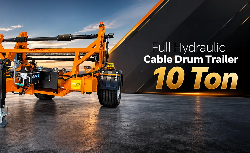 Full Hydraulic Cable Drum Trailer 10 Ton Banner