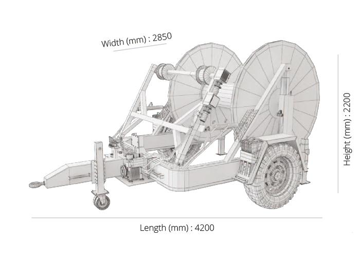 Full Hydraulic Cable Drum Trailers 10 tons technical drawing