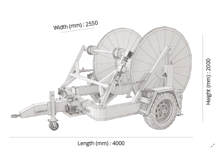 Full Hydraulic Cable Drum Trailers 7 tons technical drawing